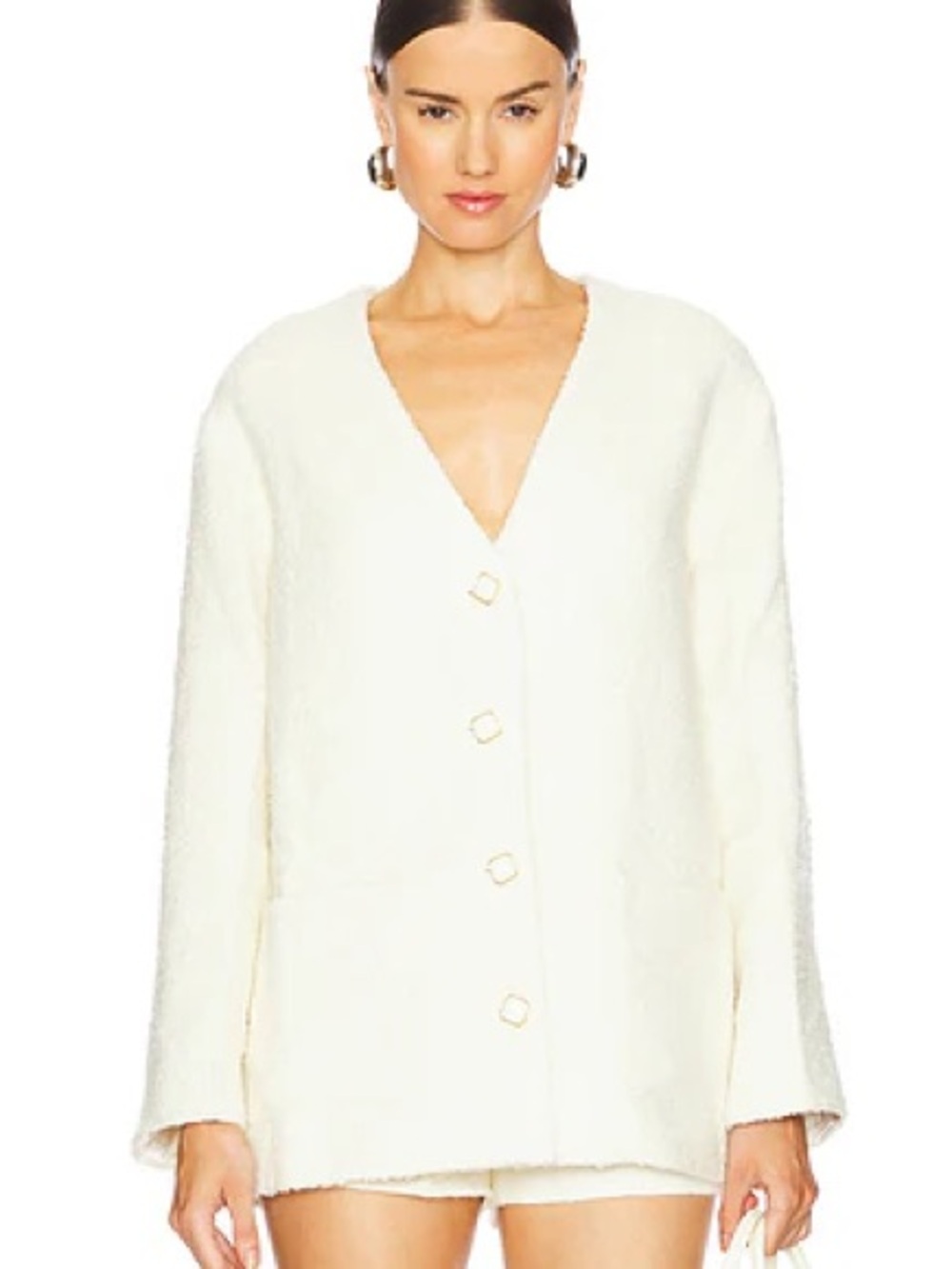 ASTR Cream Teddy Bouclé Open-Front Jacket